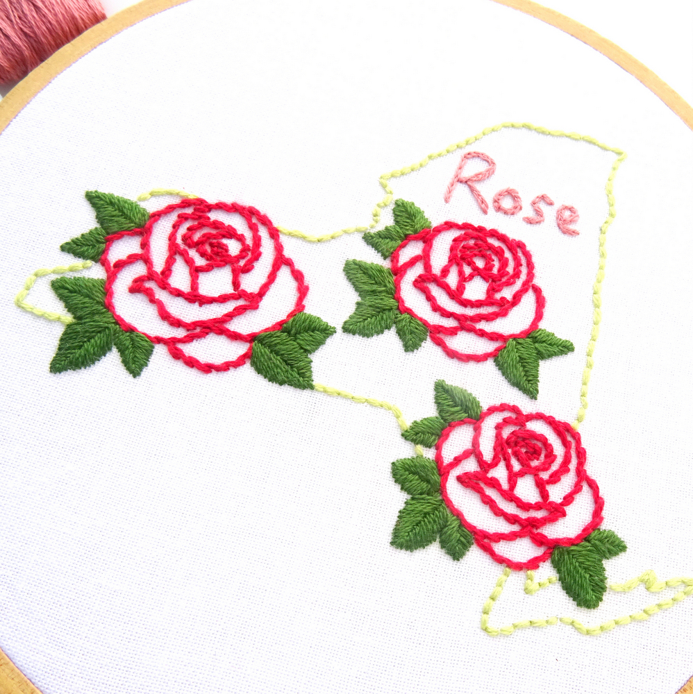New York State Flower Hand Embroidery Pattern {Rose}