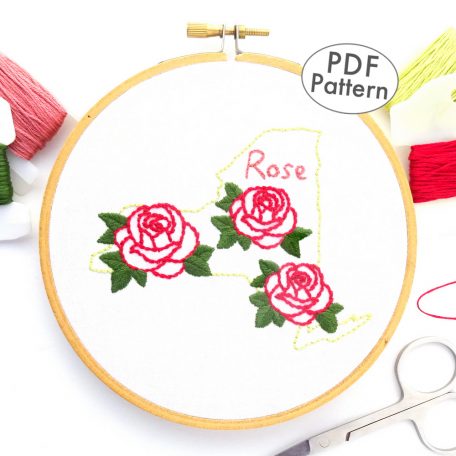 New York State Flower Hand Embroidery Pattern {Rose}