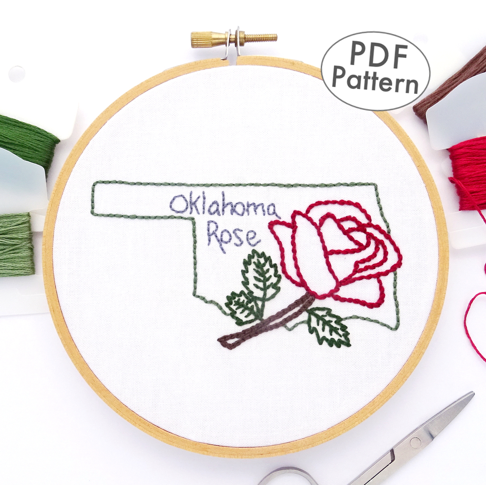 Oklahoma Flower Hand Embroidery Pattern {Oklahoma Rose}