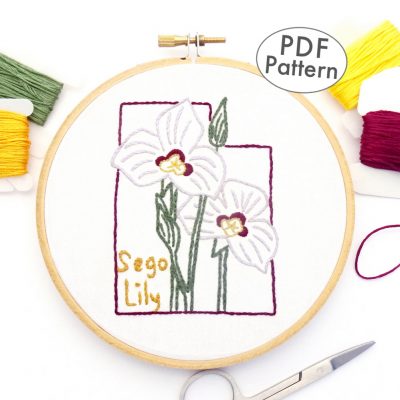 Utah Flower Hand Embroidery Pattern {Sego Lily}