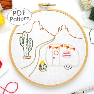 Vintage Trailer Desert DIY Hand Embroidery Pattern