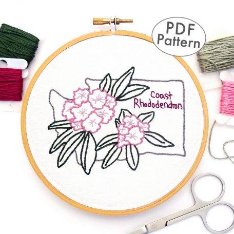 Washington Flower Hand Embroidery Pattern {Coast Rhododendron}