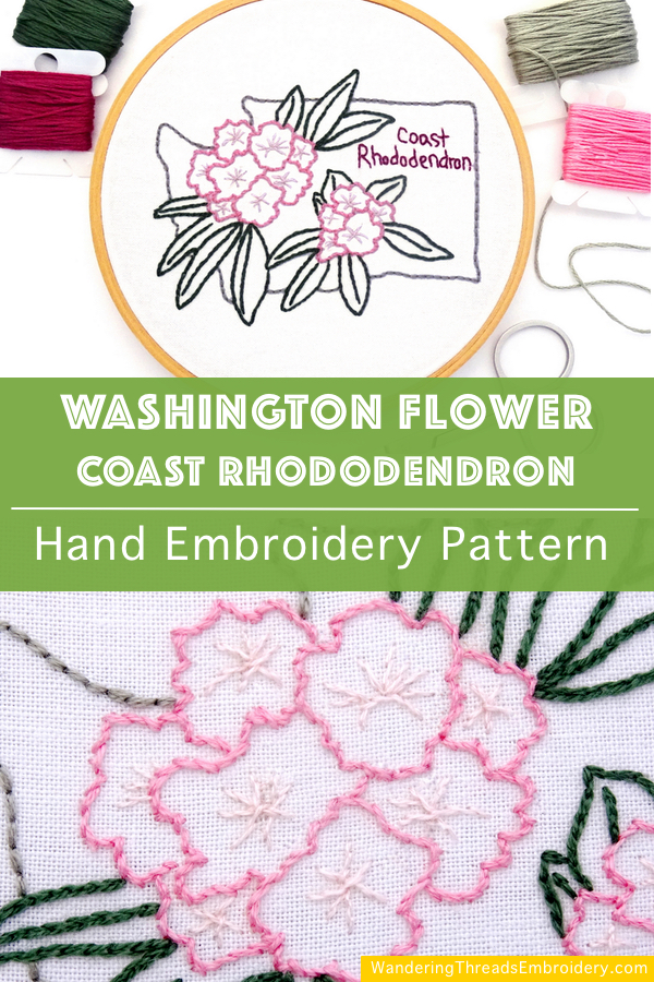 Washington Flower Hand Embroidery Pattern {Coast Rhododendron}