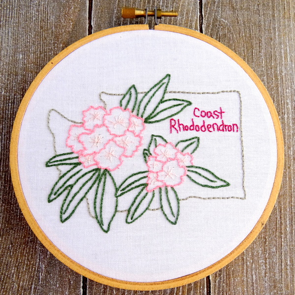 Washington State Flower Hand Embroidery Patten {Coast Rhododendron}