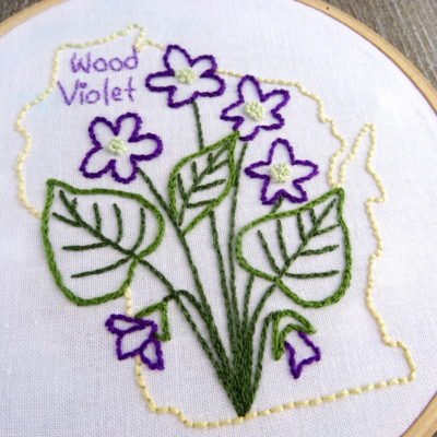 Wisconsin State Flower Hand Embroidery Patten {Wood Violet}