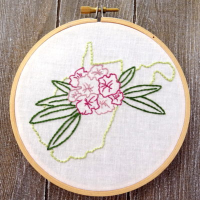 West Virginia Hand Embroidery Pattern {Rhododendron}