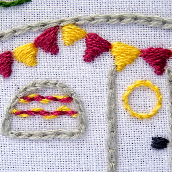 Vintage Trailer Summer Mountains Hand Embroidery Pattern