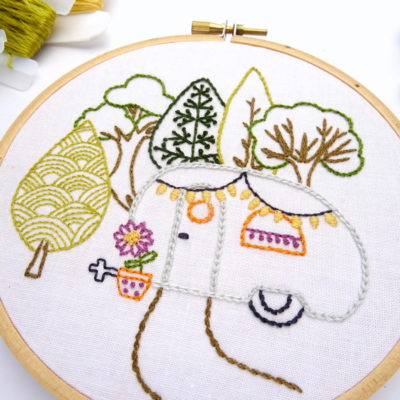 Vintage Trailer Forest DIY Hand Embroidery Pattern