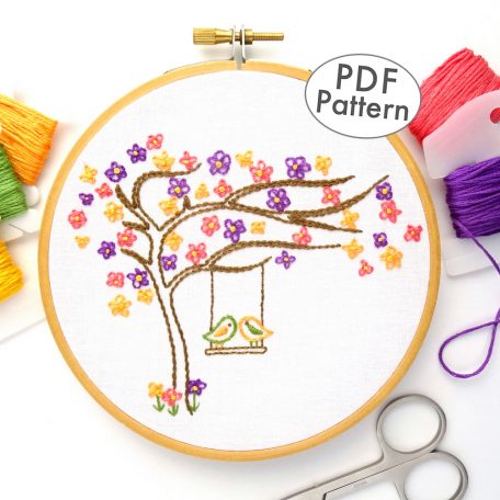 Flower Tree Hand Embroidery Pattern