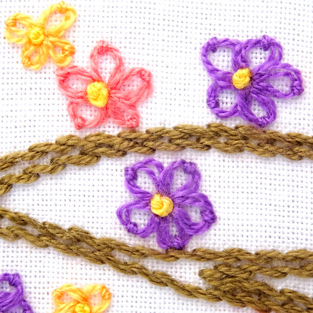 Flower Tree Hand Embroidery Pattern