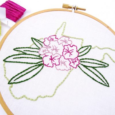 West Virginia Flower Hand Embroidery Pattern {Rhododendron}