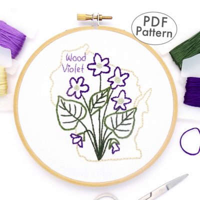 Wisconsin Flower Hand Embroidery Pattern {Wood Violet}