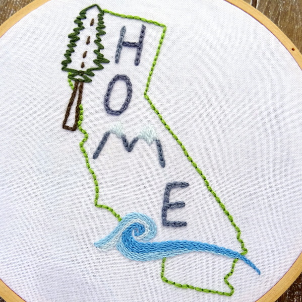 California State HOME Hand Embroidery Pattern