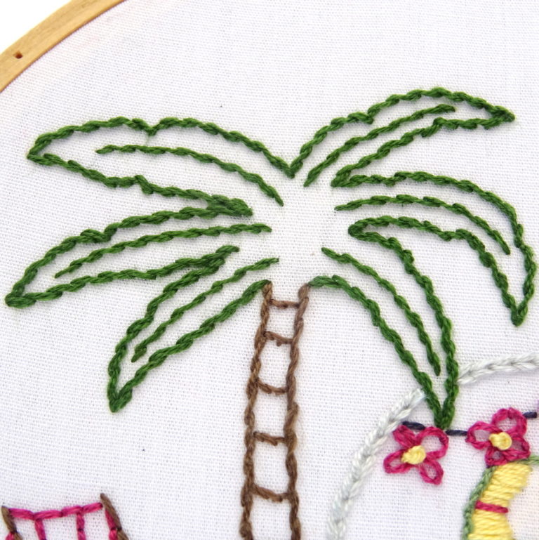 Vintage Trailer Palm Tree Paradise Hand Embroidery Pattern Wandering