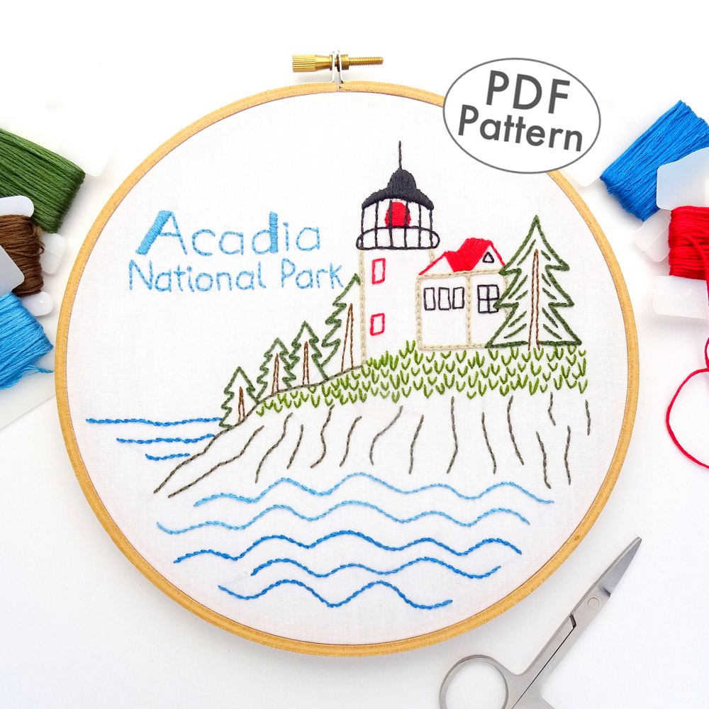 Acadia National Park Embroidery Pattern