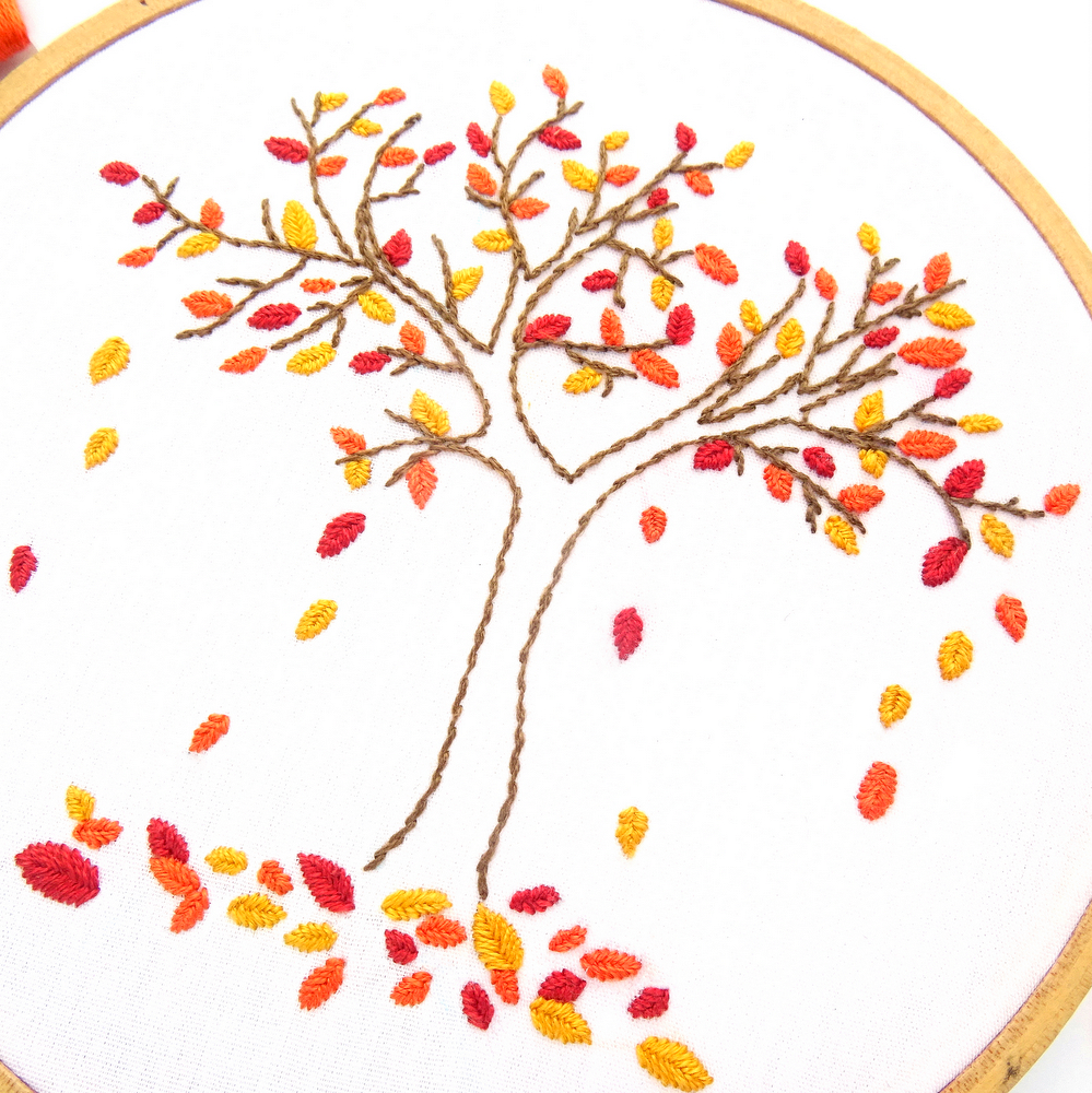 Autumn Tree Hand Embroidery Pattern - Wandering Threads Embroidery