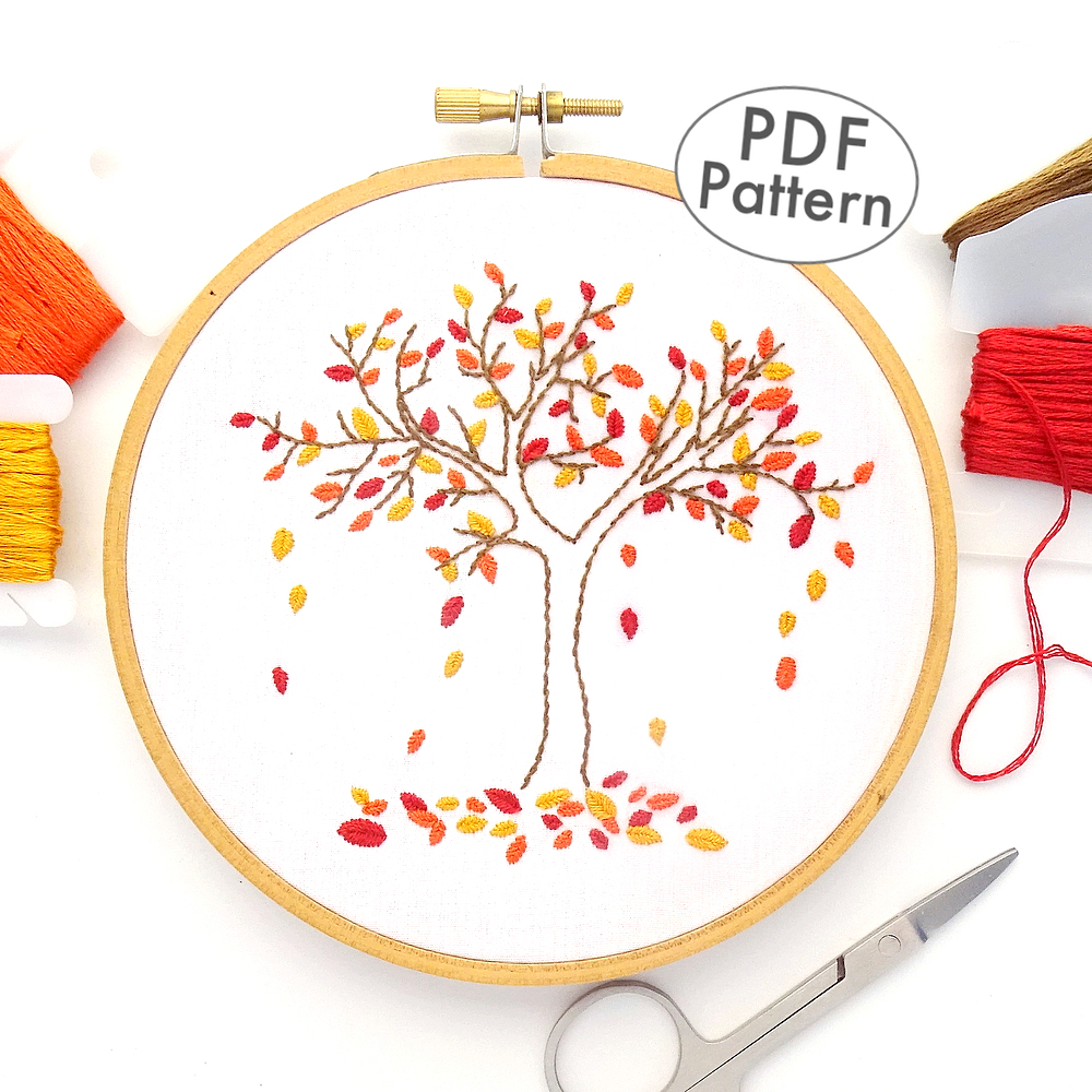 Autumn Tree Hand Embroidery Pattern