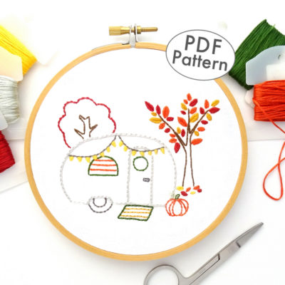 Vintage Trailer Autumn Joy DIY Hand Embroidery Pattern