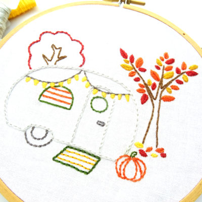 Vintage Trailer Autumn Joy DIY Hand Embroidery Pattern