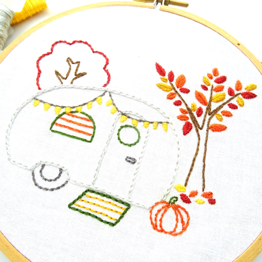 Vintage Trailer Autumn Joy Hand Embroidery Pattern - Wandering Threads ...