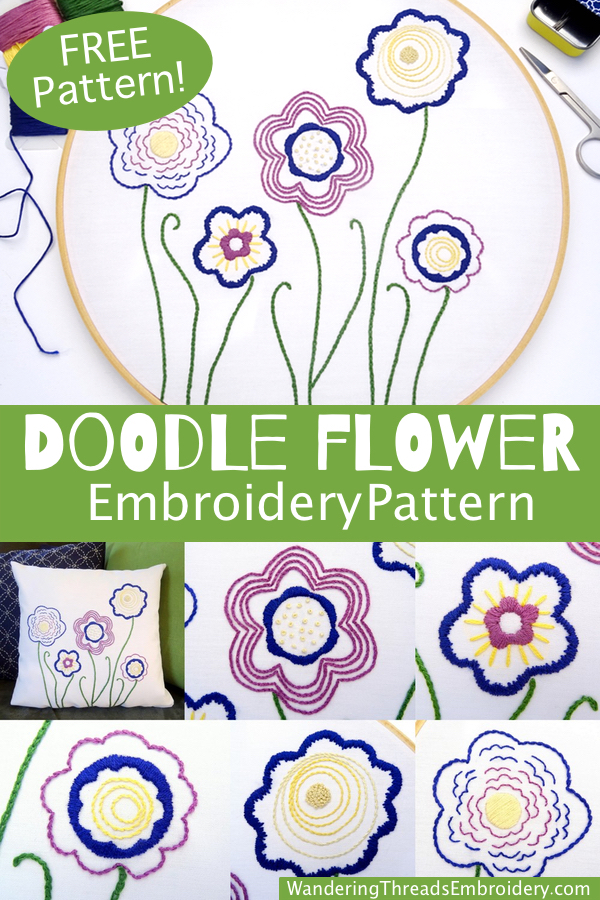 Doodle Flower Embroidery Pattern