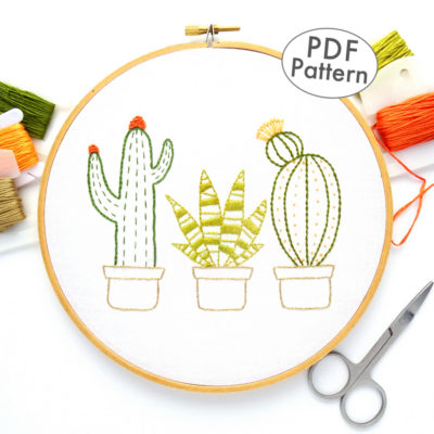 Cactus Trio Hand Embroidery Pattern