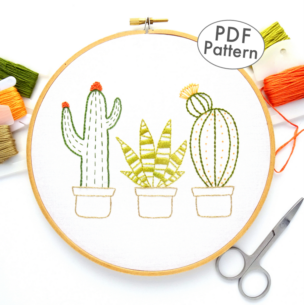 Cactus Trio Hand Embroidery Pattern