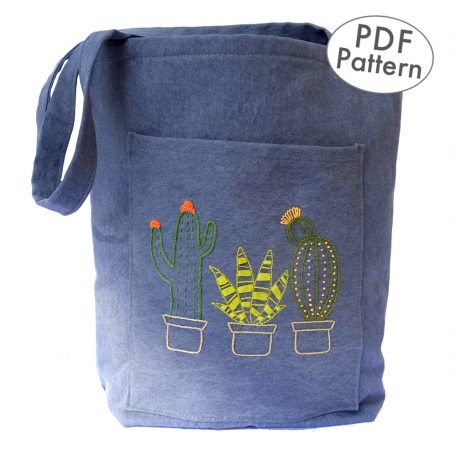 Cactus Embroidery Tote Bag Pattern