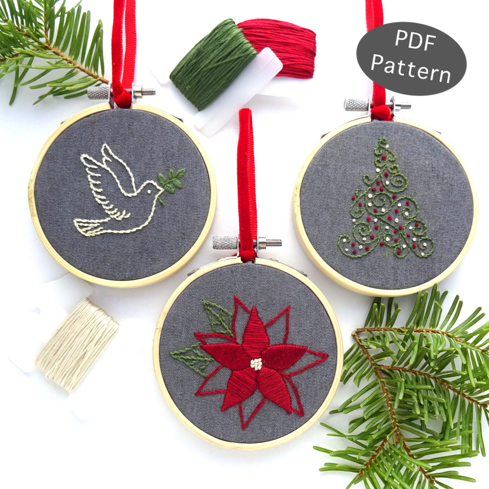 Holiday Ornament Set Hand Embroidery Pattern