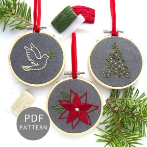 Holiday Ornament Set Hand Embroidery Pattern