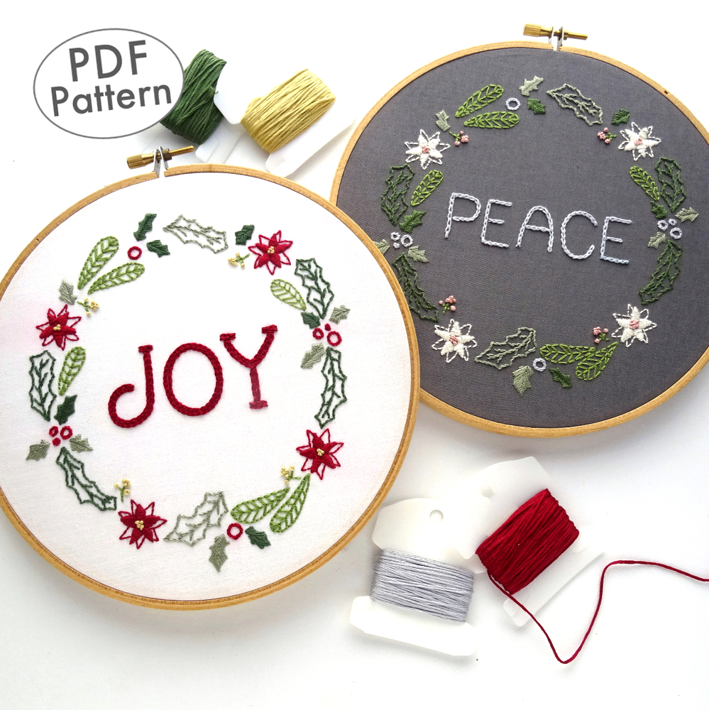 Christmas Wreath Hand Embroidery Pattern