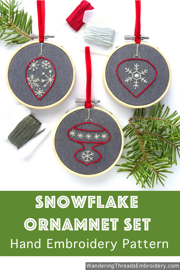 Snowflake Ornament Set Hand Embroidery Pattern