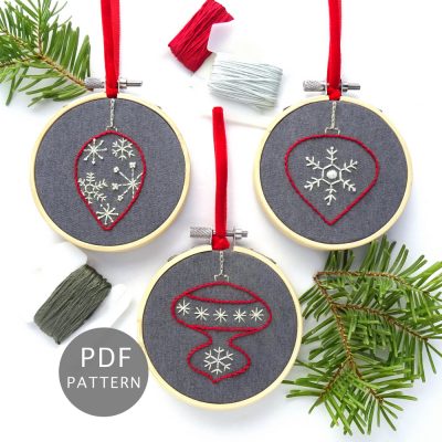 Snowflake Ornament Set Hand Embroidery Pattern