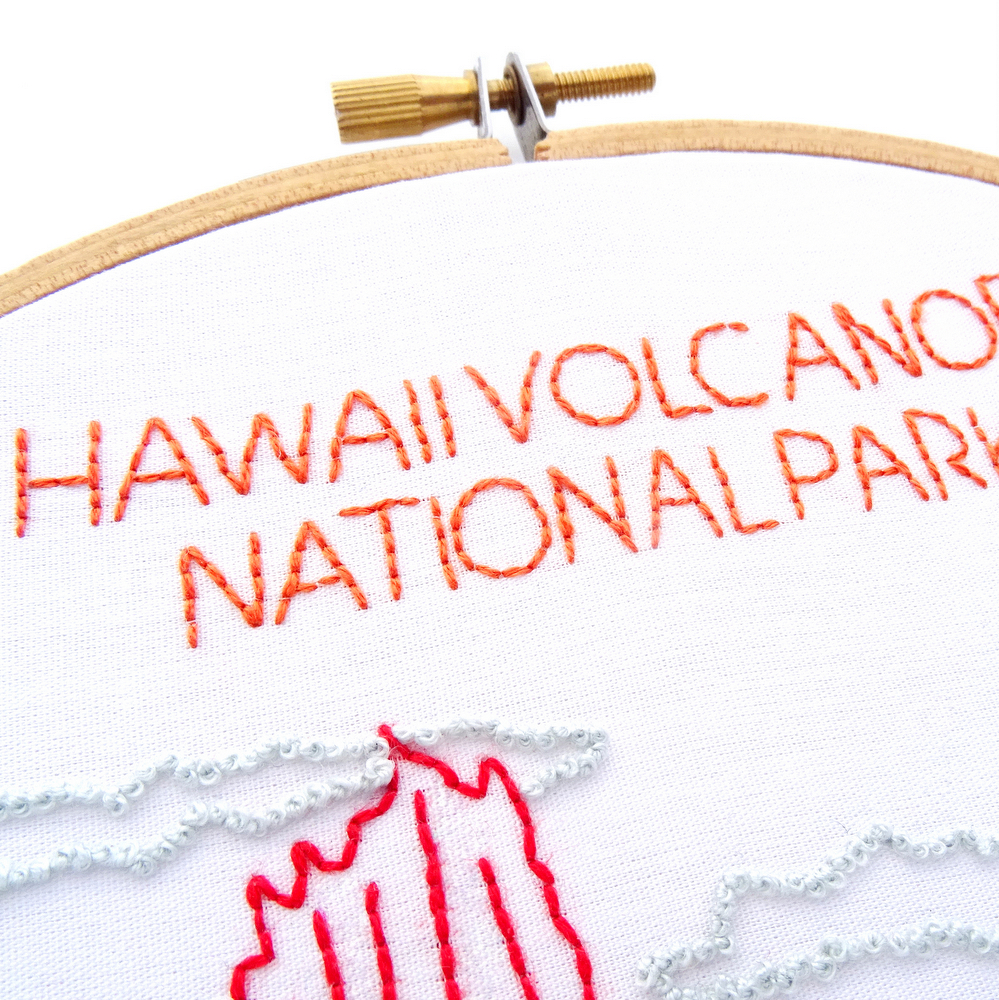 Hawaii Volcanoes National Park Hand Embroidery Pattern