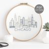 Chicago Skyline Hand Embroidery Pattern - Wandering Threads Embroidery