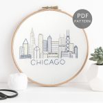 Chicago Skyline Hand Embroidery Pattern - Wandering Threads Embroidery