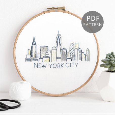 New York City Skyline Hand Embroidery Pattern
