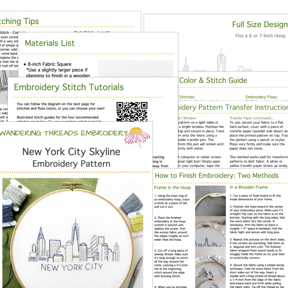 NYC embroidery instructions