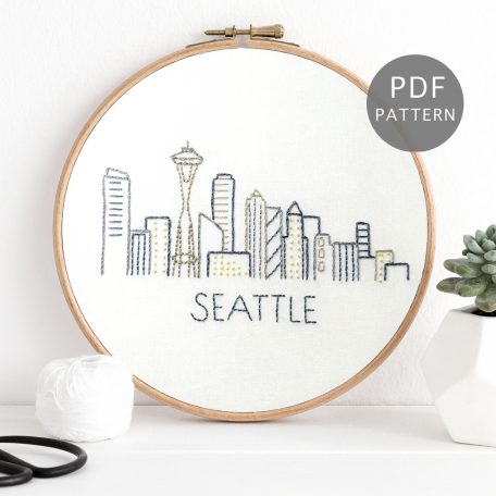 Seattle Skyline Hand Embroidery Pattern