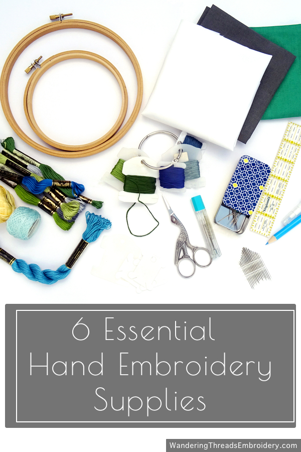 10 Essential Hand Embroidery Supplies: hoops, thread & floss, scissors,  needles, fabric(BASIC) 