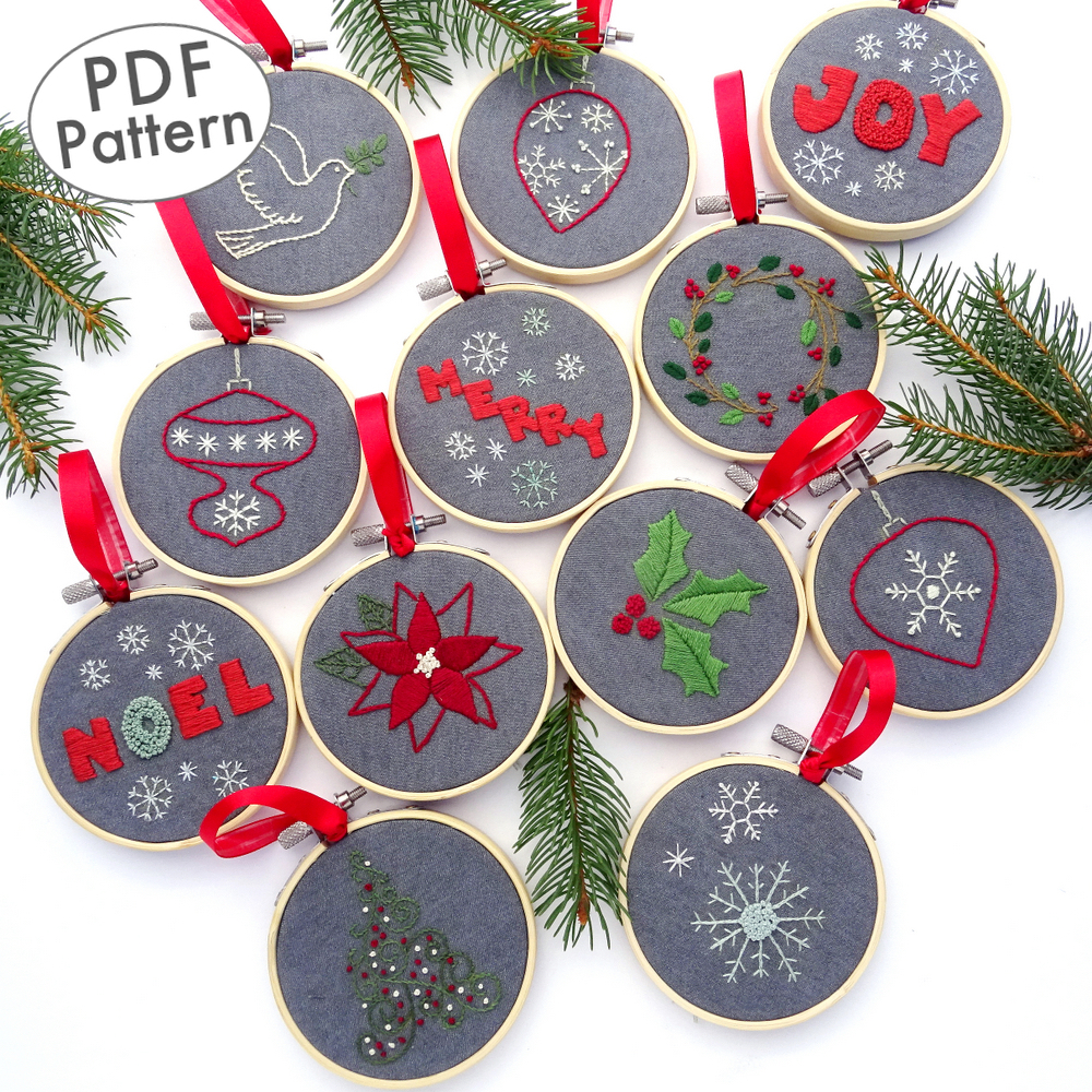 Christmas Ornament Collection Hand Embroidery Pattern Wandering