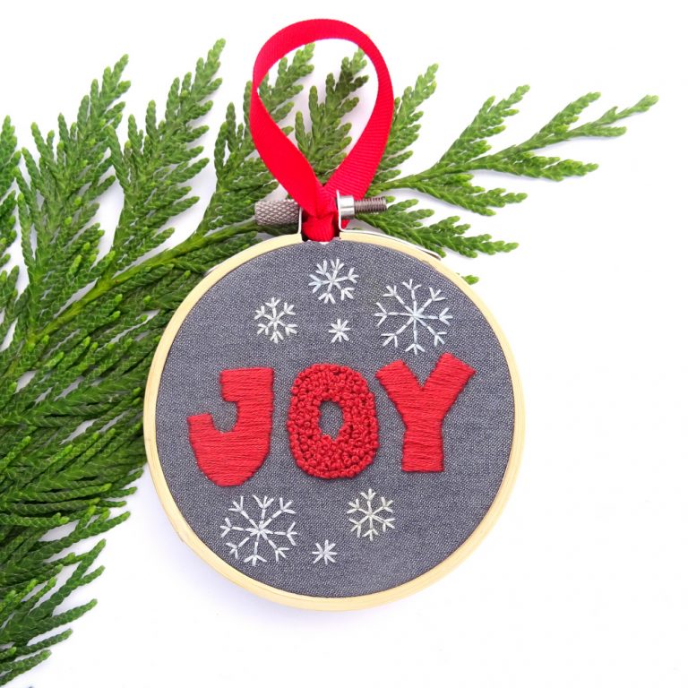 Christmas Greetings Ornament Set Hand Embroidery Pattern Wandering Threads Embroidery