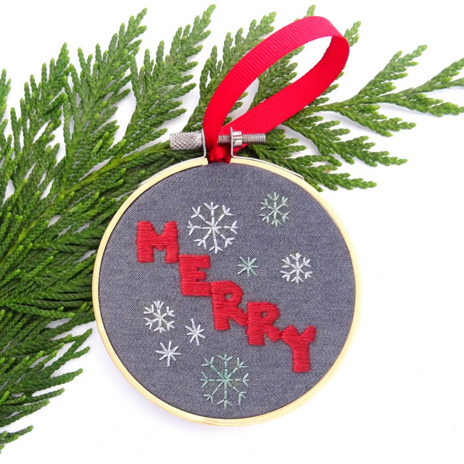 Christmas Greetings Ornament Set Hand Embroidery Pattern Wandering Threads Embroidery