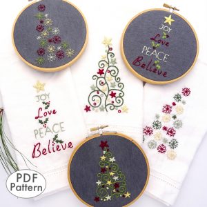 Holiday Tree Trio Hand Embroidery Pattern