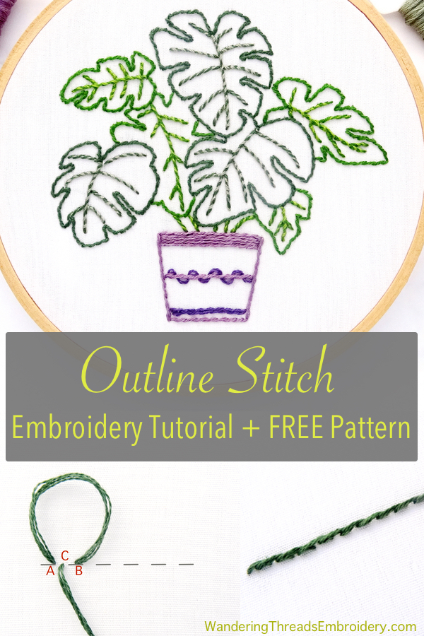 Outline Stitch Tutorial + FREE Pattern - Wandering Threads Embroidery