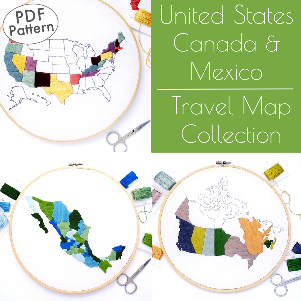 Travel Map Collection Hand Embroidery Pattern