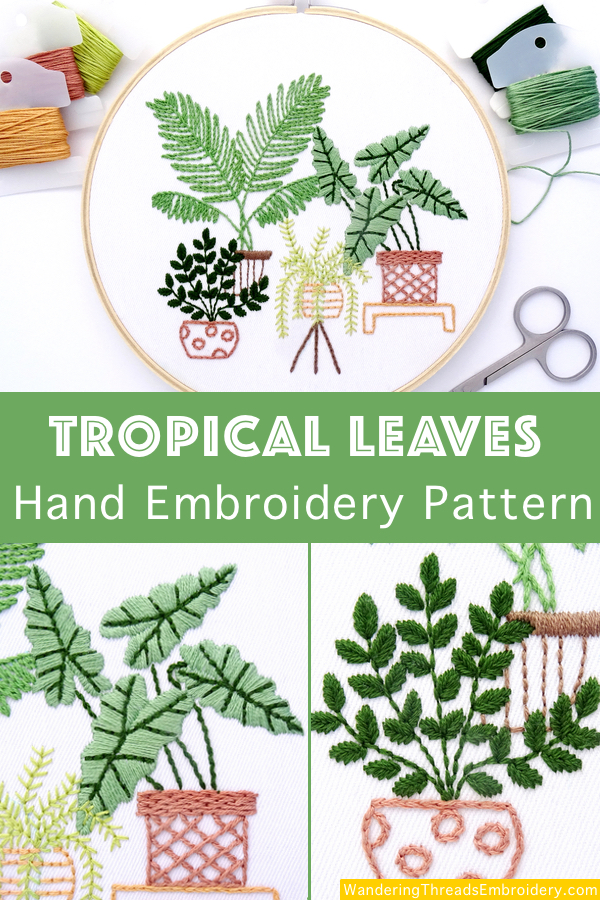 Leaf Motifs Iron on Embroidery Transfers Modern Hand Embroidery Patterns  Natural Botanical Plant Embroidery Pattern 
