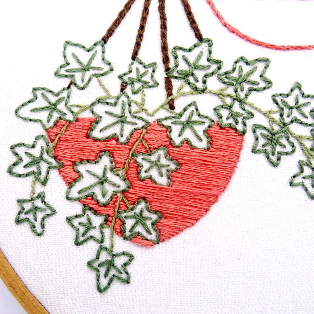 Hanging Plant Trio Hand Embroidery Pattern