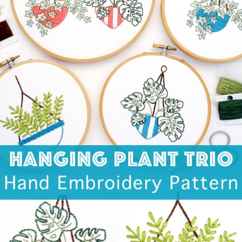 Hanging Plant Trio Hand Embroidery Pattern - Wandering Threads Embroidery