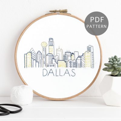 Dallas City Skyline Hand Embroidery Pattern